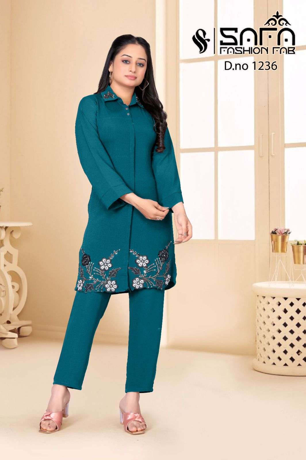 SAFA 1236 COLOURS BY SAFA FASHION FAB HEAVY SOFT FABRIC WORK CO-ORD SET