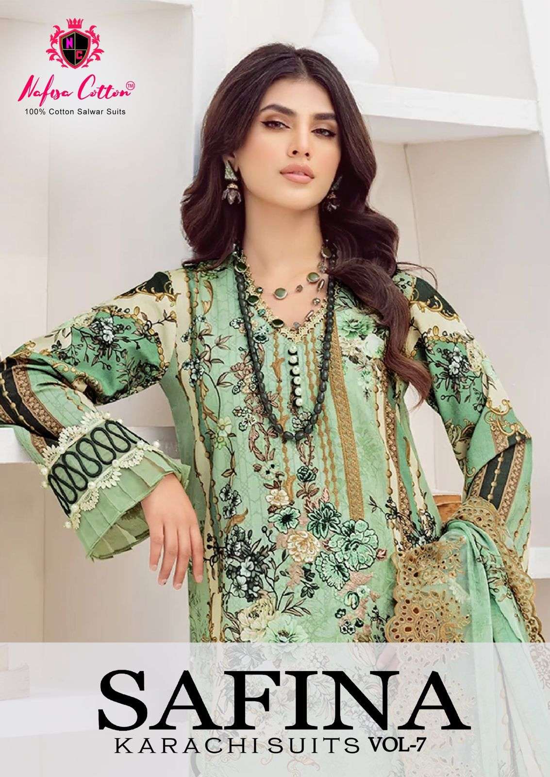 SAFINA KARACHI SUIT VOL-7 BY NAFISA COTTON 7001 TO 7006 SERIES COTTON PRINT DRESSES