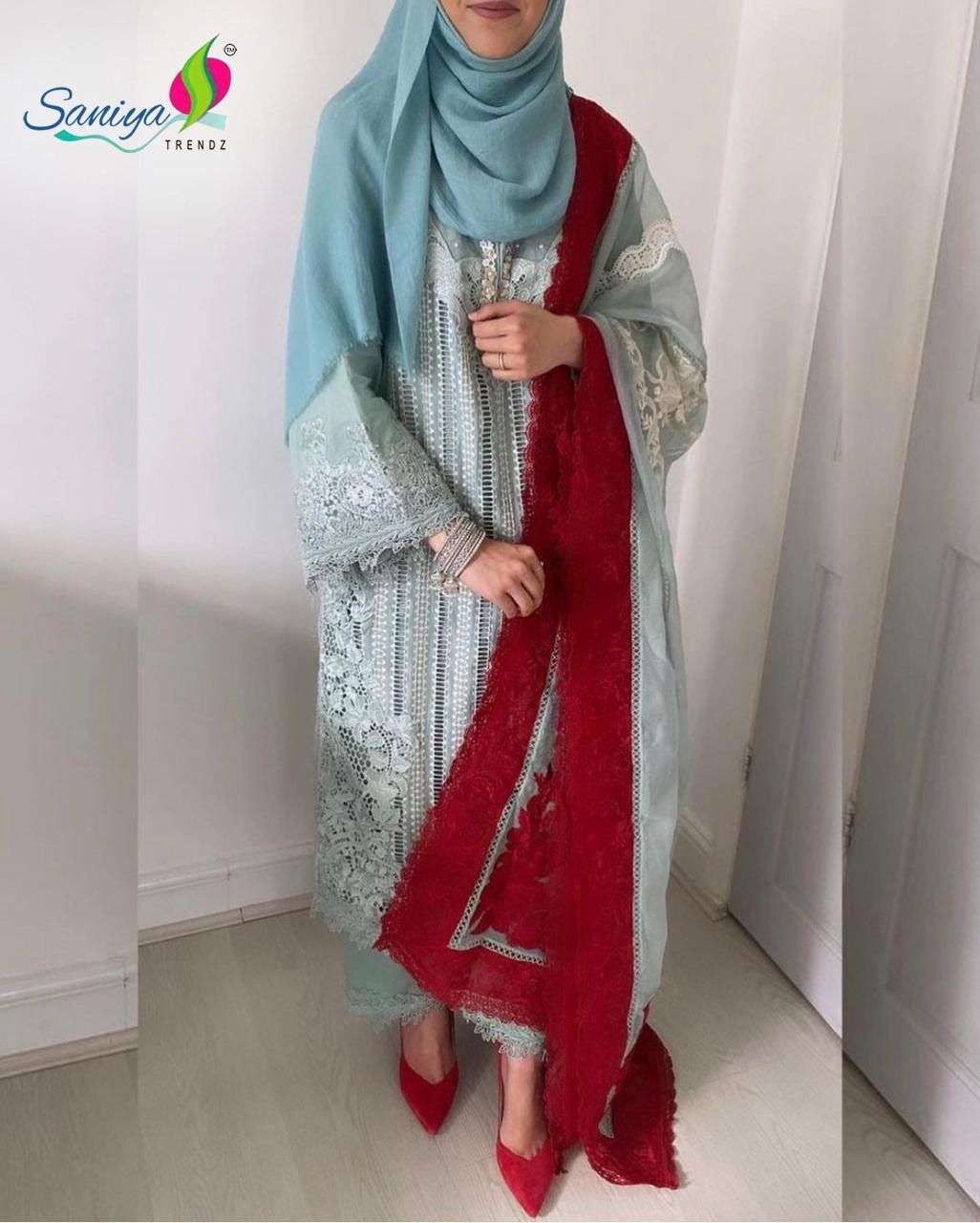 SAIRA SAKIRA H-1001 BY SANIYA TRENDZ COTTON CHIKANKARI WORK PAKISTANI DRESS