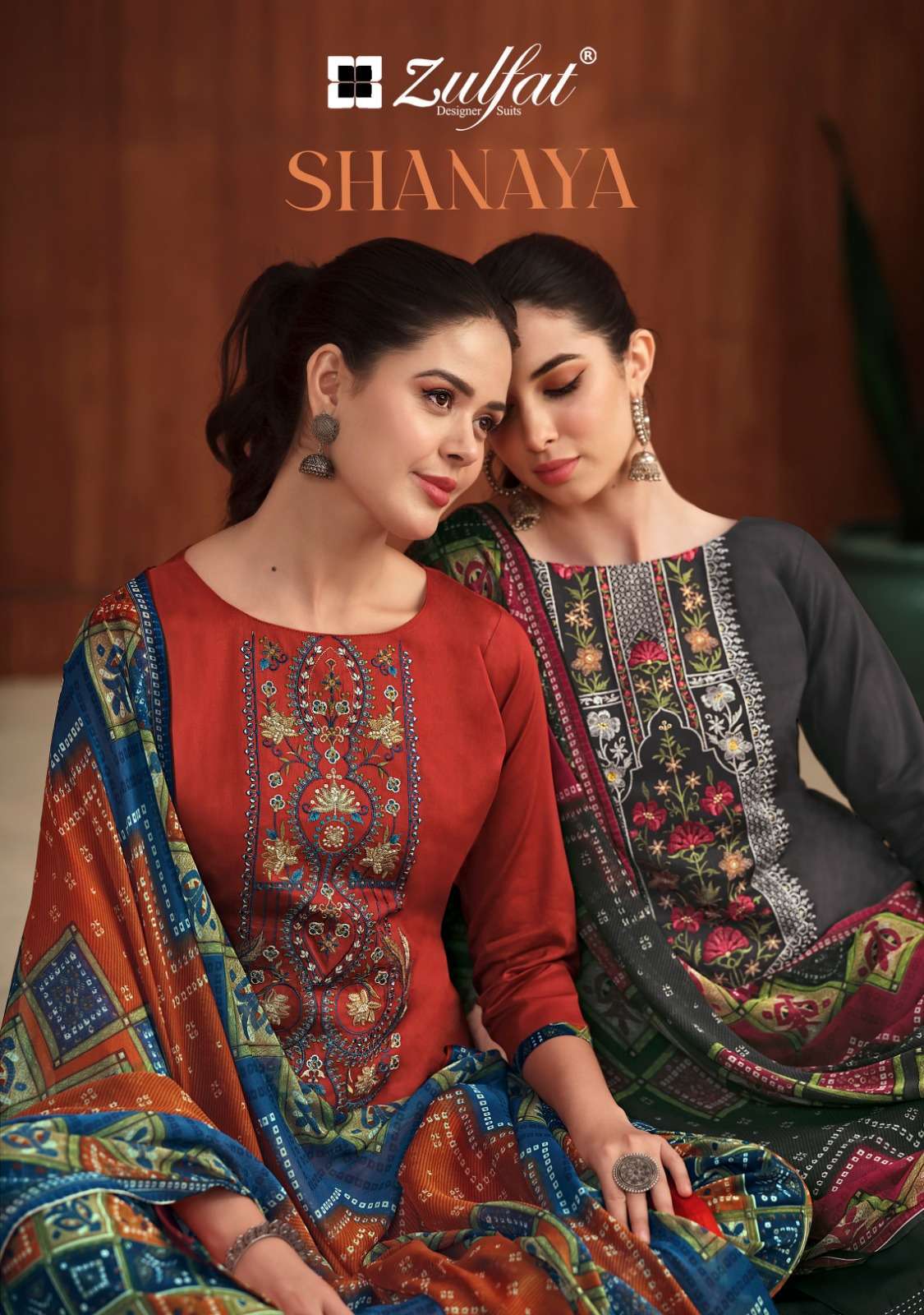 SHANAYA BY ZULFAT 539-001 TO 539-008 SERIES PURE JAM COTTON PRINT WORK DRESSES