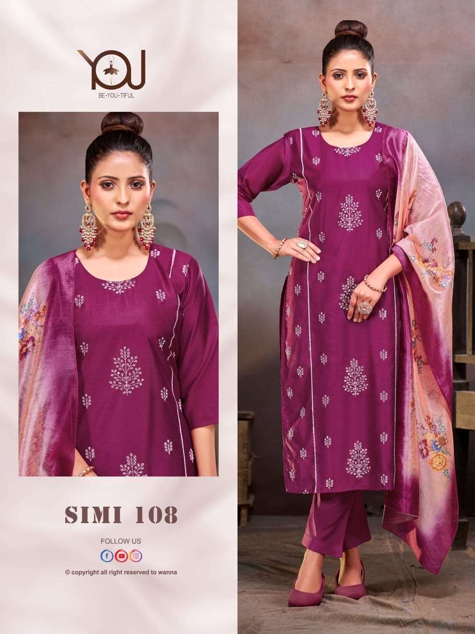 SIMI BY YOU 101 TO 110 SERIES HEAVY CHANDERI FABRIC HEAVY WORK READYMADE DRESSES