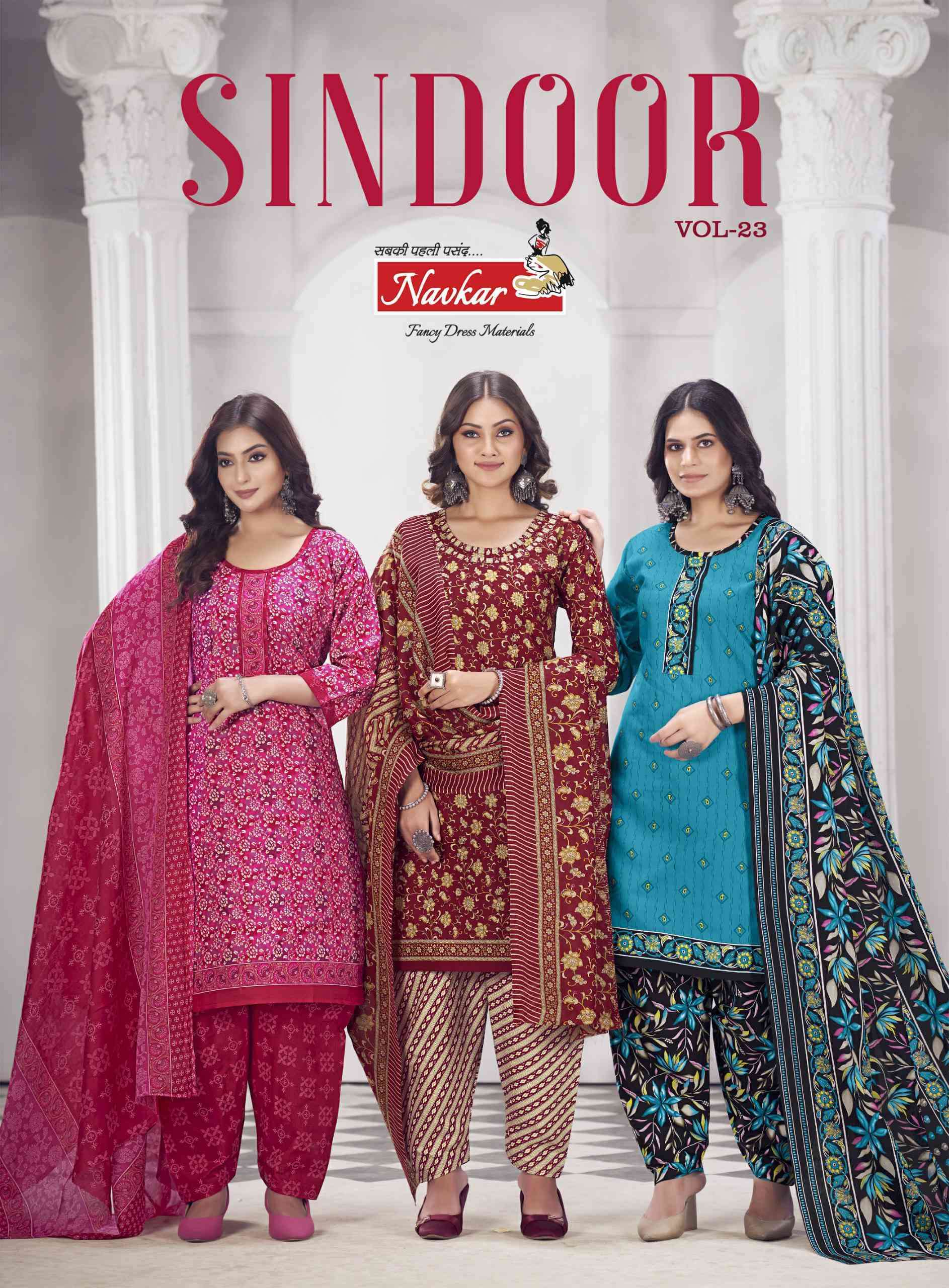 SINDOOR VOL-23 BY NAVKAR 23001 TO 23016 SERIES MIX COTTON PRINT READYMADE DRESSES