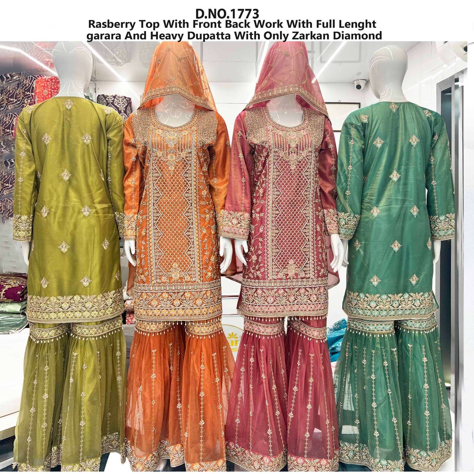 SRK-1773 NX BY AQSAWHOLESALE FANCY SILK HEAVY WORK READYMADE DRESSES