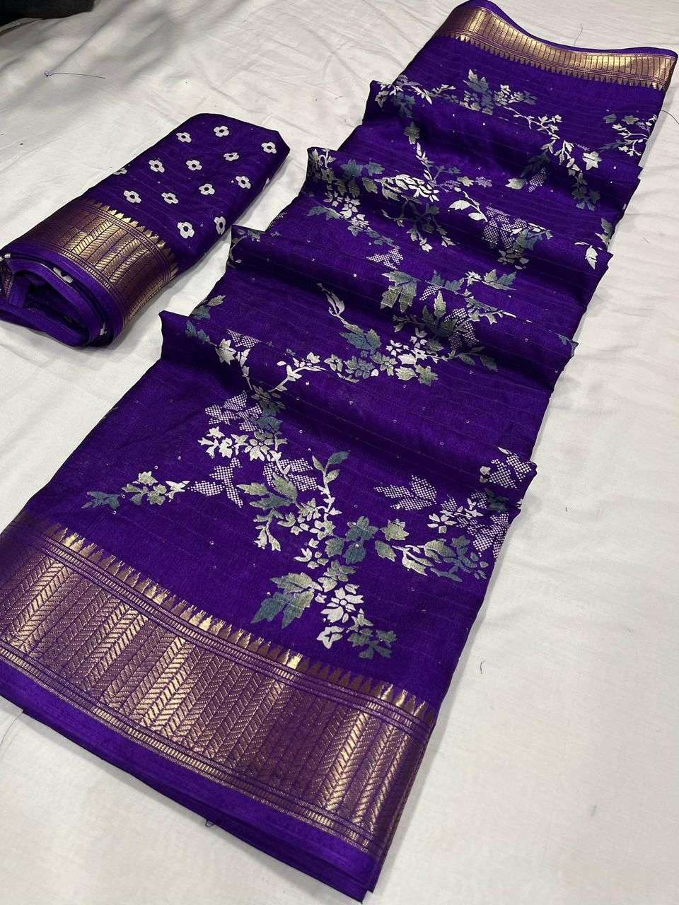 VD-001 BY AQSAWHOLESALE SOFT DOLA SILK PRINT WORK CASUAL SAREE