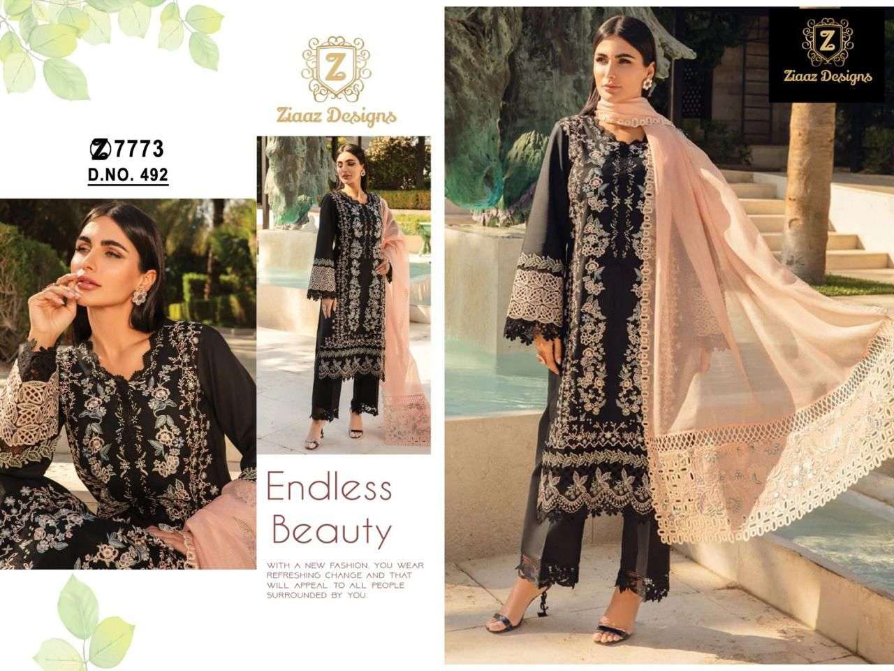 Z-492 HIT DESIGN BY ZIAAZ DESIGNS RAYON HEAVY EMBROIDERY WORK PAKISTANI DRESS