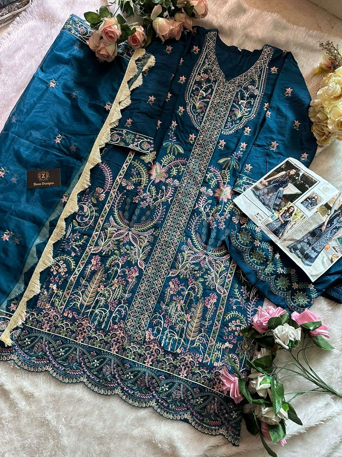 Z-505 HIT DESIGN BY ZIAAZ DESIGNS CAMBRIC COTTON EMBROIDERY PAKISTANI DRESS