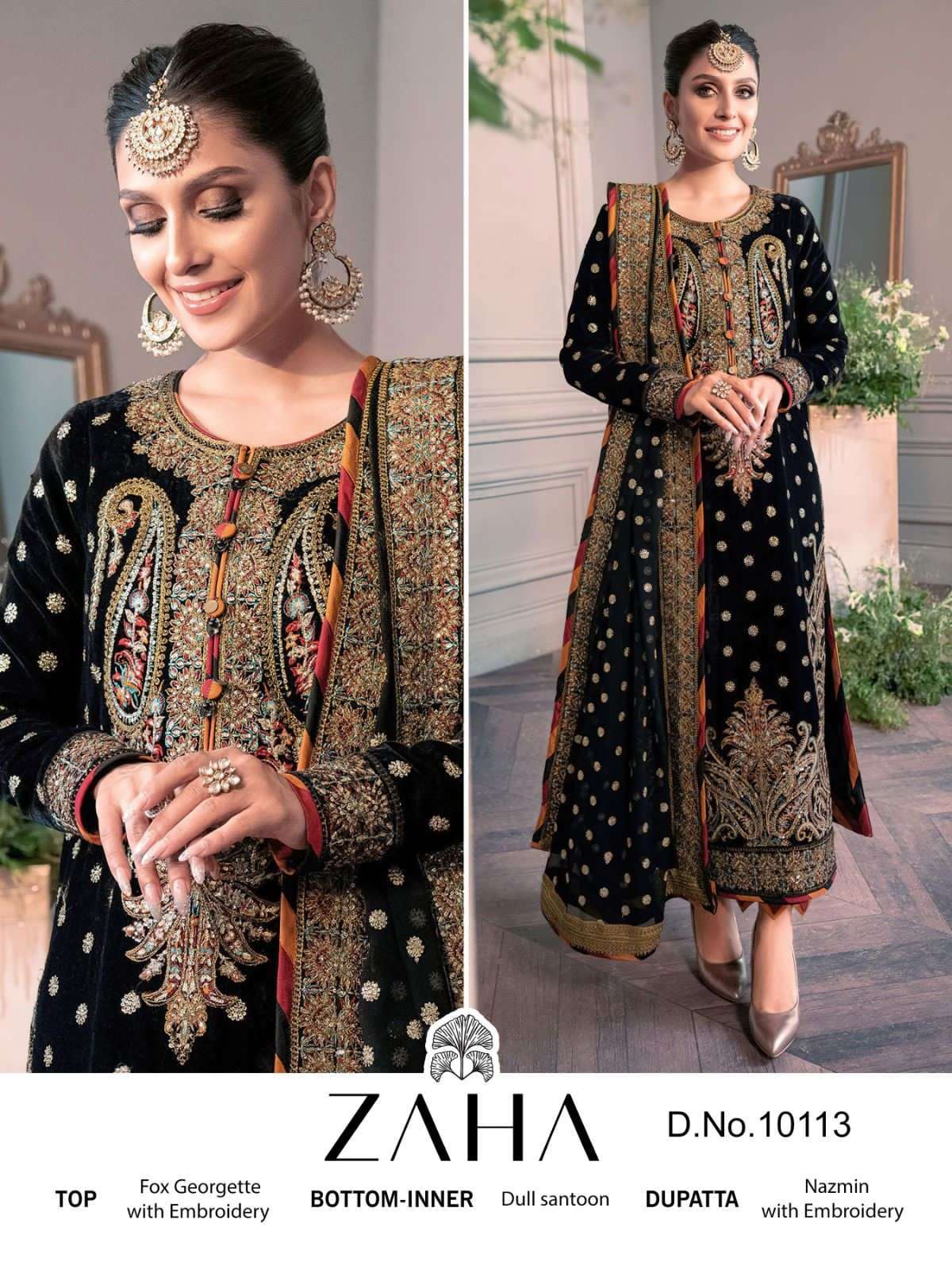 ZAHA 10113 HIT DESIGN BY ZAHA GEORGETTE HEAVY EMBROIDERY WORK PAKISTANI DRESS