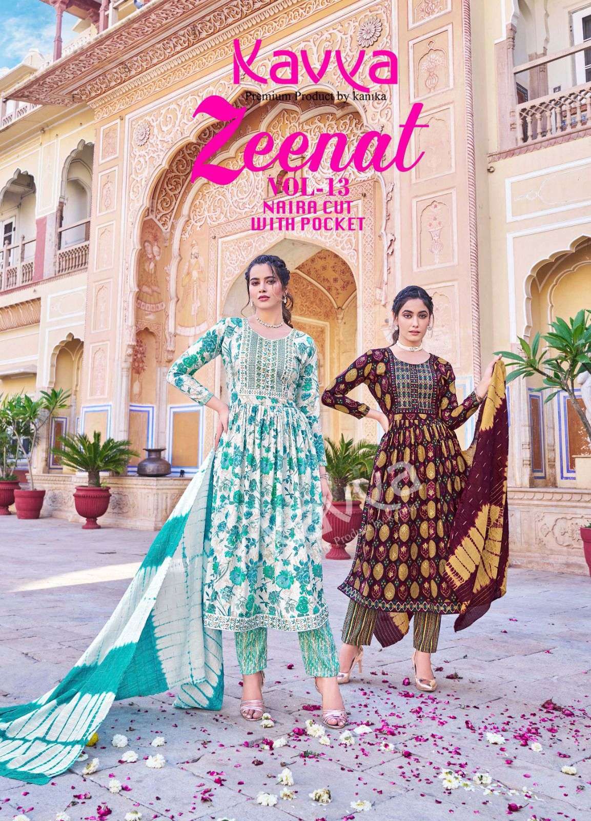 ZEENAT VOL-13 BY KAVYA 13001 TO 13010 SERIES CAPSULE PRINT EMBROIDERY WORK DRESSES