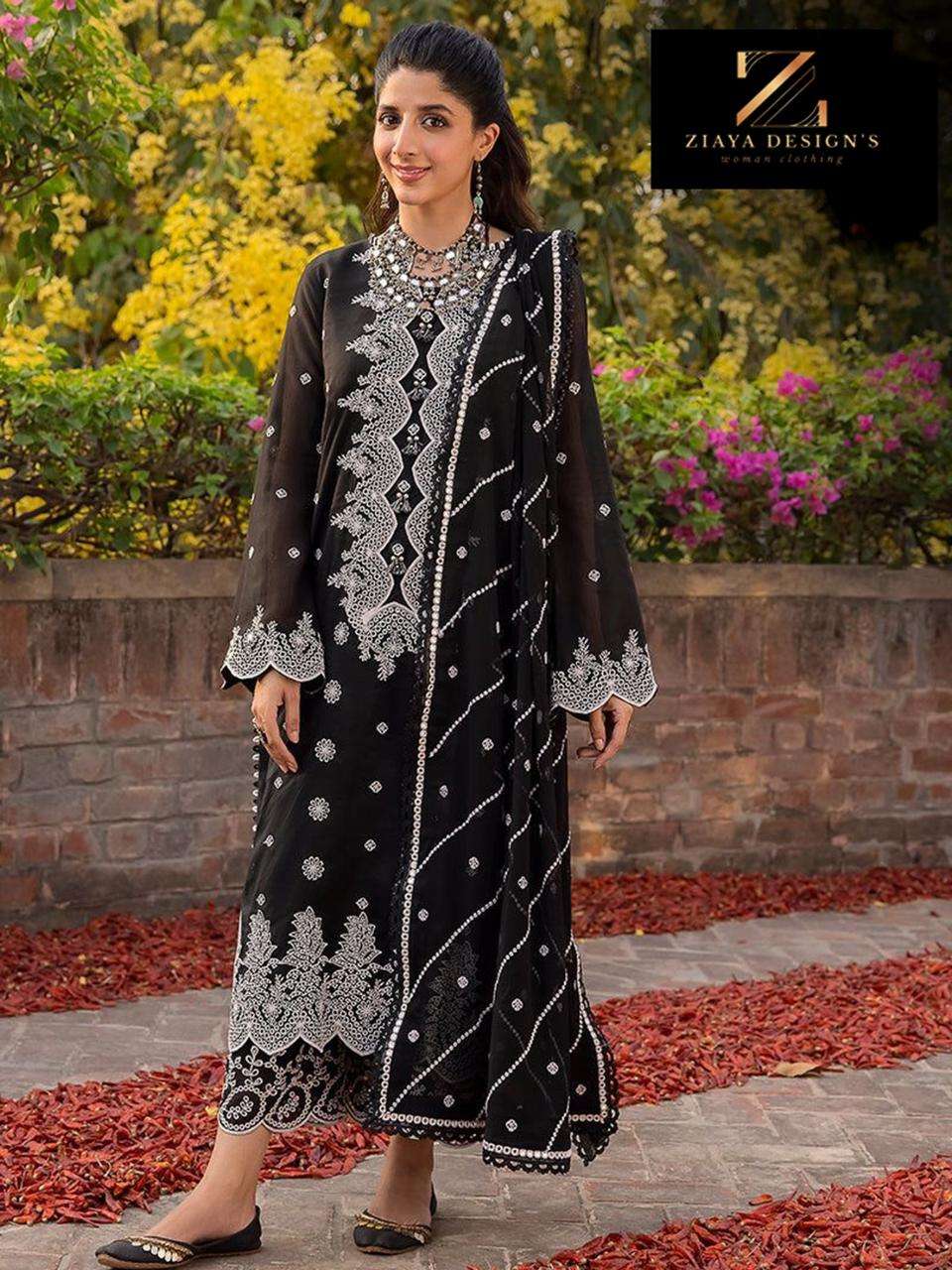 ZIAYA 1114 HIT DESIGN BY AQSAWHOLESALE HEAVY FAUX GEORGETTE WORK PAKISTANI DRESS