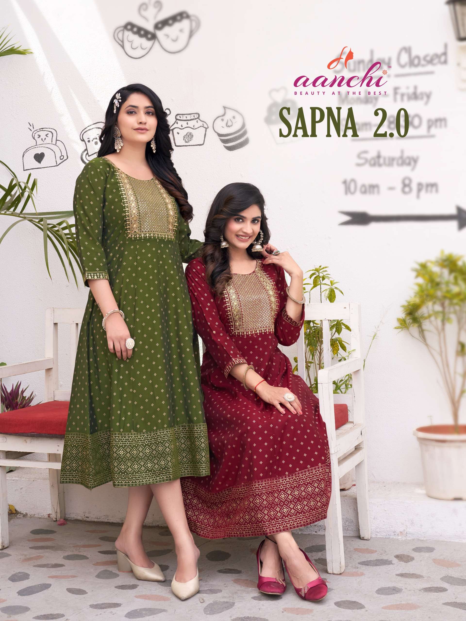 AANCHI SAPNA VOL-2 BY AQSAWHOLESALE 1001 TO 1005 SERIES ROMAN SILK EMBROIDERY KURTIS