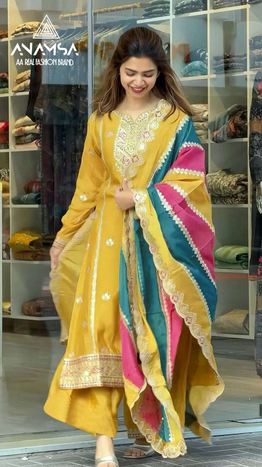 ANAMSA 452 HIT DESIGN BY ANAMSA FAUX GEORGETTE HEAVY WORK PAKISTANI DRESS