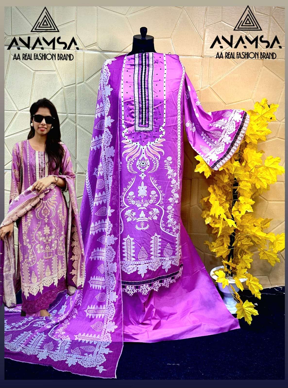 ANAMSA 454 HIT DESIGN BY ANAMSA PURE JAAM COTTON PRINT WORK PAKISTANI DRESS