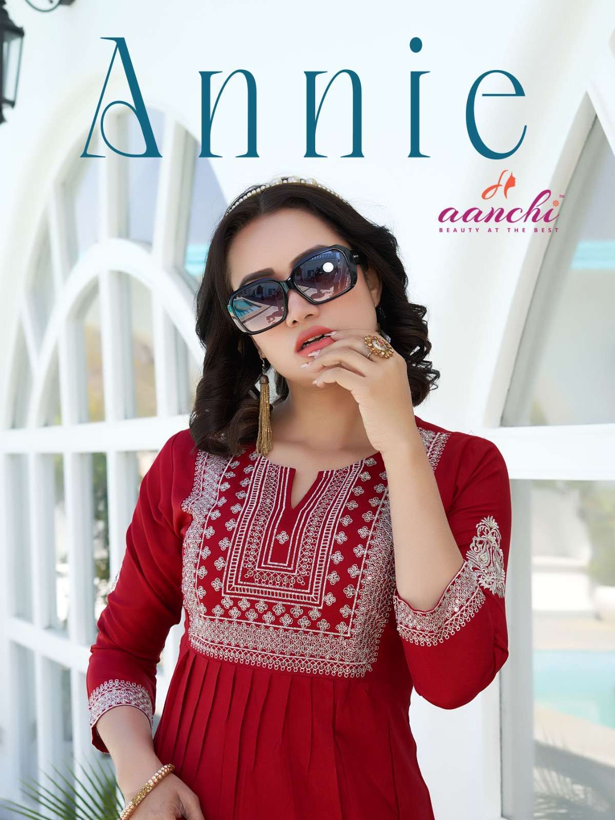 ANNIE BY AANCHI 01 TO 06 SERIES RAYON EMBROIDERY WORK TUNICS