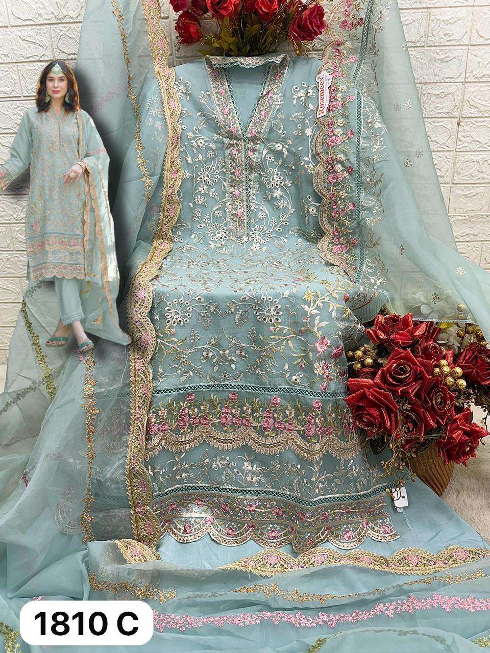 C-1810 COLOURS BY FEPIC 1810-A TO 1810-D SERIES ORGANZA EMBROIDERY WORK PAKISTANI DRESSES