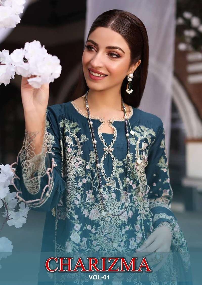 CHARIZMA VOL-1 BY SHRADDHA DESIGNER 1001 TO 1004 SERIES PURE COTTON PRINT WORK DRESSES