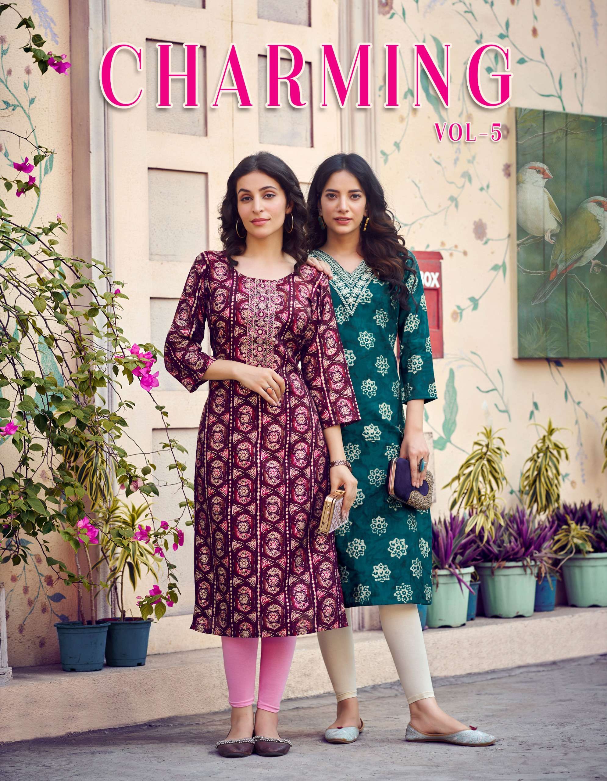 CHARMING VOL-5 BY RADHIKA LIFESTYLE 5001 TO 5006 SERIES MODAL CHANDERI WORK KURTIS