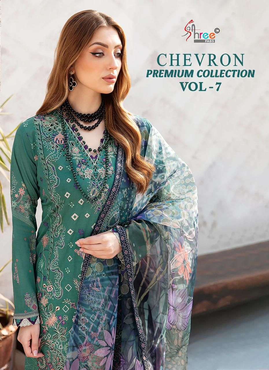 CHEVRON PREMIUM COLLECTION VOL-7 B SHREE FABS 3569 TO 3575 SERIES COTTON WORK DRESSES