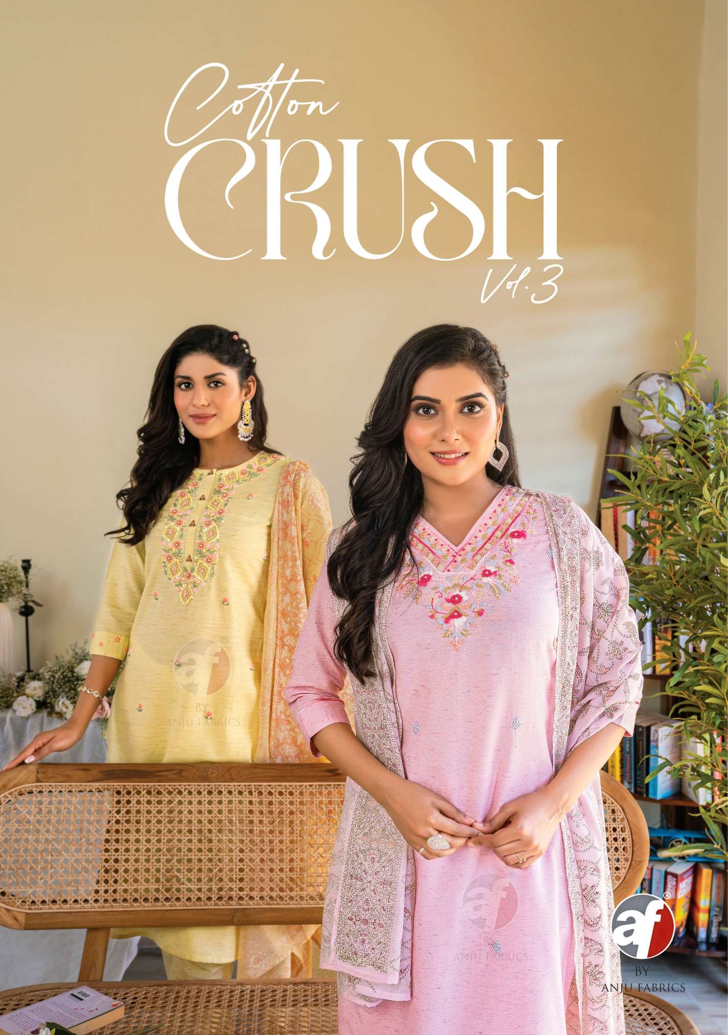 COTTON CRUSH VOL-3 BY ANJU FABRICS 3681 TO 3686 SERIES COTTON HANDWORK READYMADE DRESSES