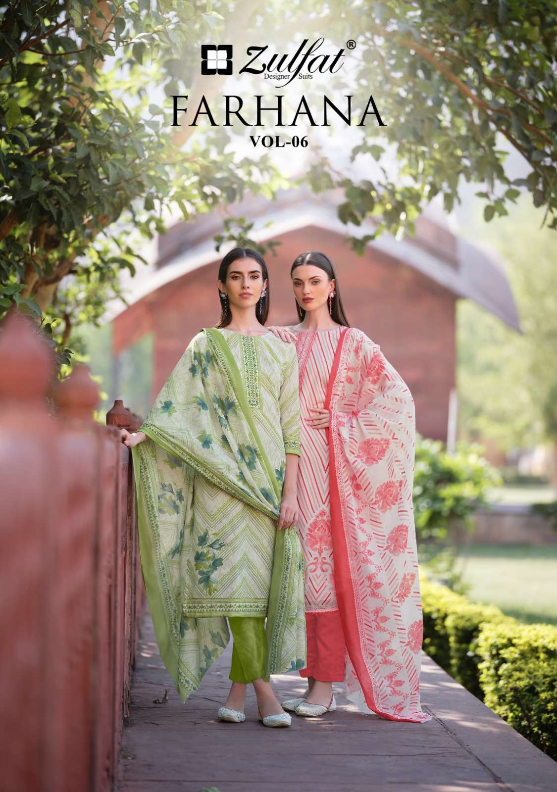 FARHANA VOL-6 BY ZULFAT 548-001 TO 548-008 SERIES PURE COTTON PRINT DRESSES