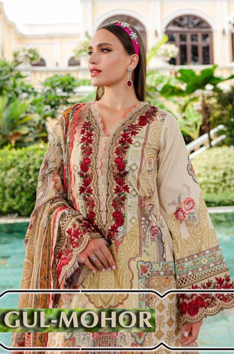 FARIDA GUL-MOHOR BY AQSAWHOLESALE 1001 TO 1006 SERIES PURE COTTON PRINT DRESSES