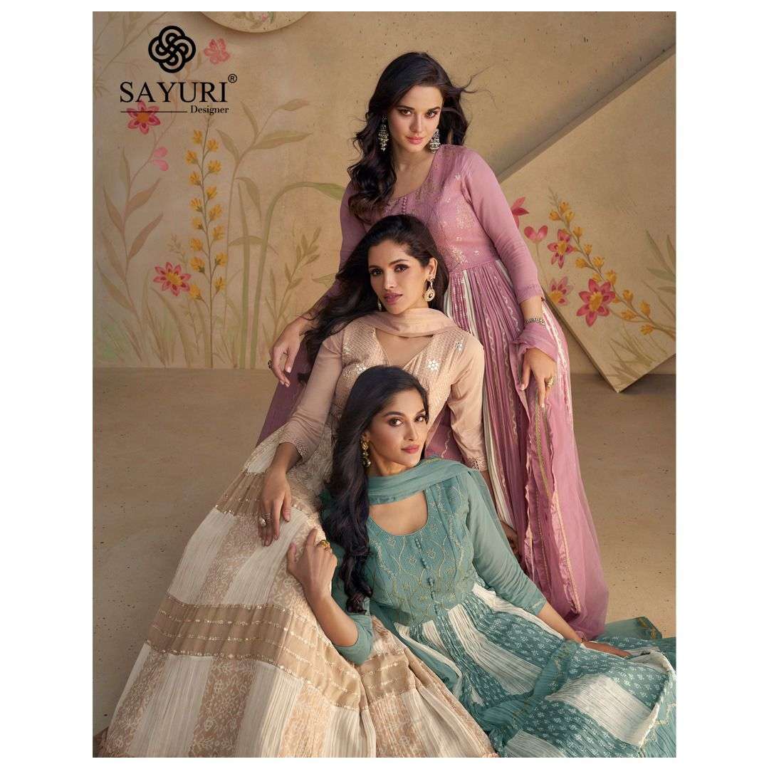 FLORAL VOL-2 BY SAYURI 5501 TO 5504 SERIES REAL GEORGETTE HEAVY WORK GOWN & DUPATTAS