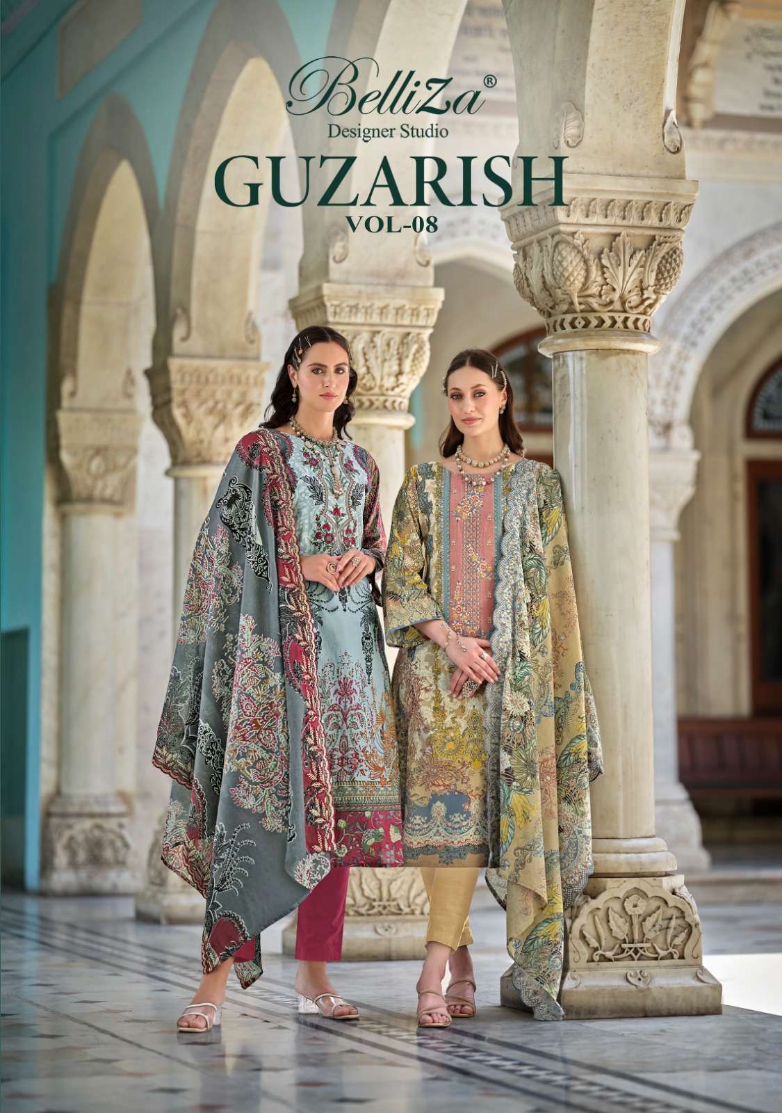 GUZARISH VOL-8 BY BELLIZA 916-001 TO 916-008 SERIES PURE COTTON PRINT EMBROIDERY DRESSES