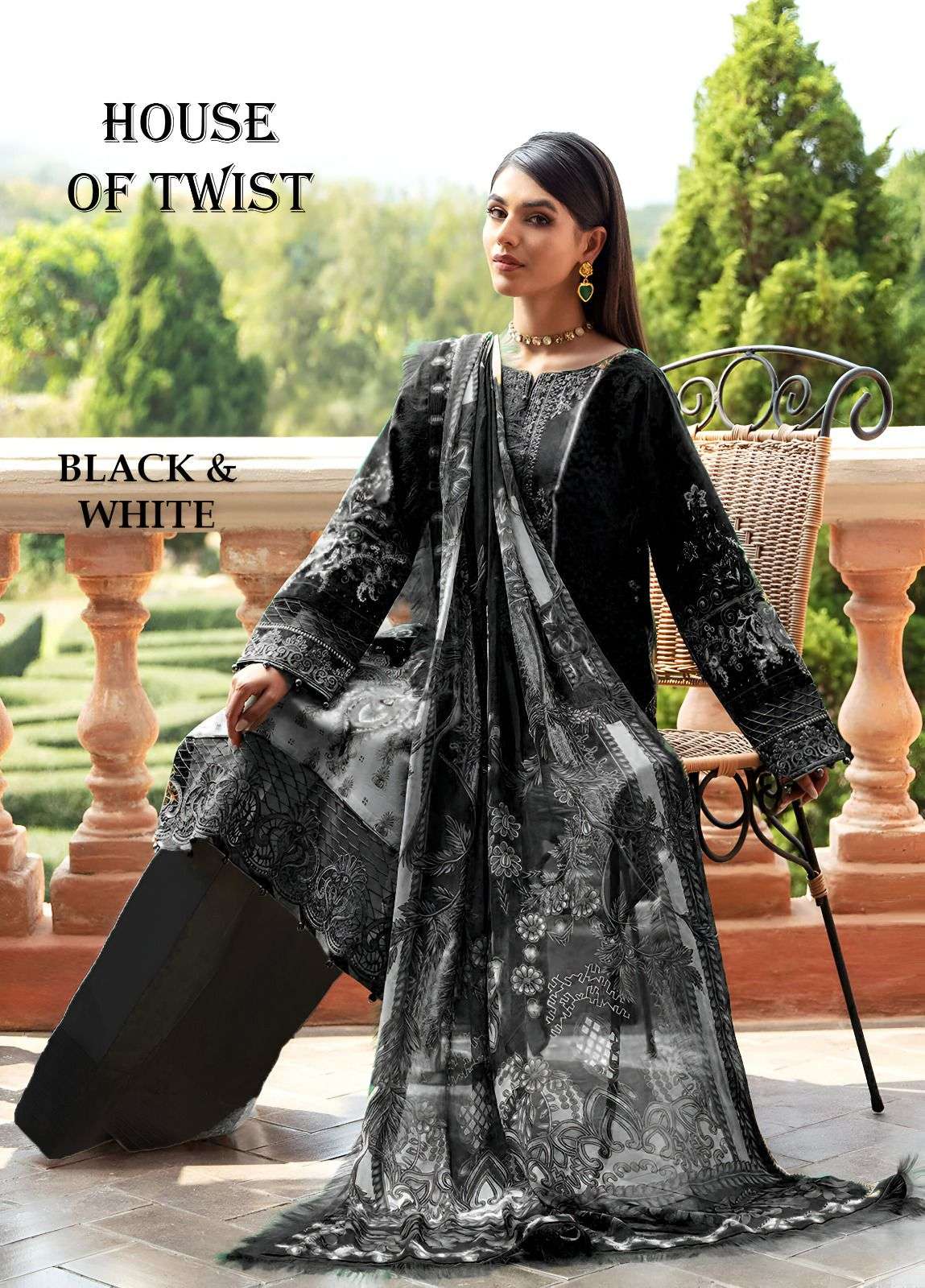 HOUSE OF TWIST BLACK AND WHITE BY AQSAWHOLESALE 4001 TO 4006 SERIES COTTON DRESSES