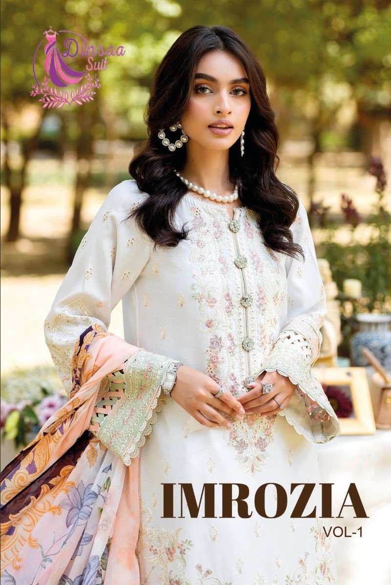 IMROZIA VOL-1 BY DINSAA SUIT 250 TO 252 SERIES COTTON EMBROIDERY WORK PAKISTANI DRESSES