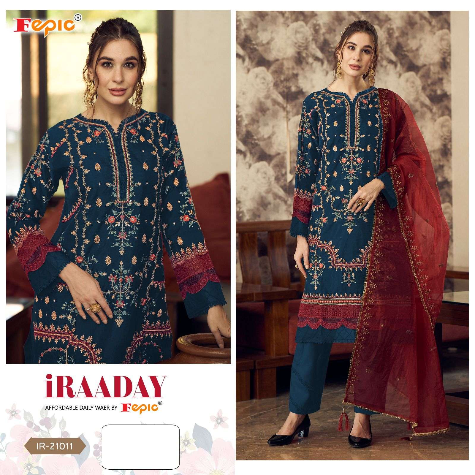 IRAADAY 21011 COLOURS BY FEPIC ORGANZA HEAVY EMBROIDERY WORK PAKISTANI DRESSES