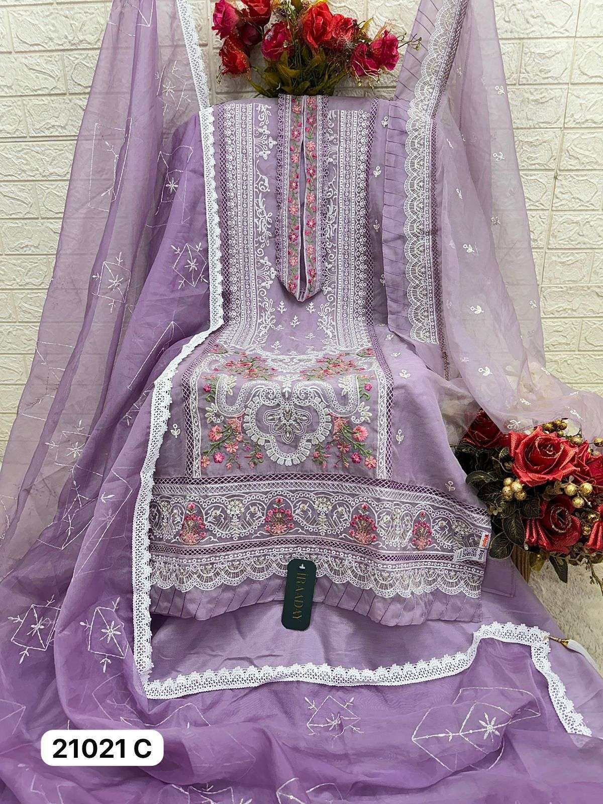 IRAADAY 21201-A TO 21201-C SERIES BY FEPIC ORGANZA EMBROIDERY WORK PAKISTANI DRESSES