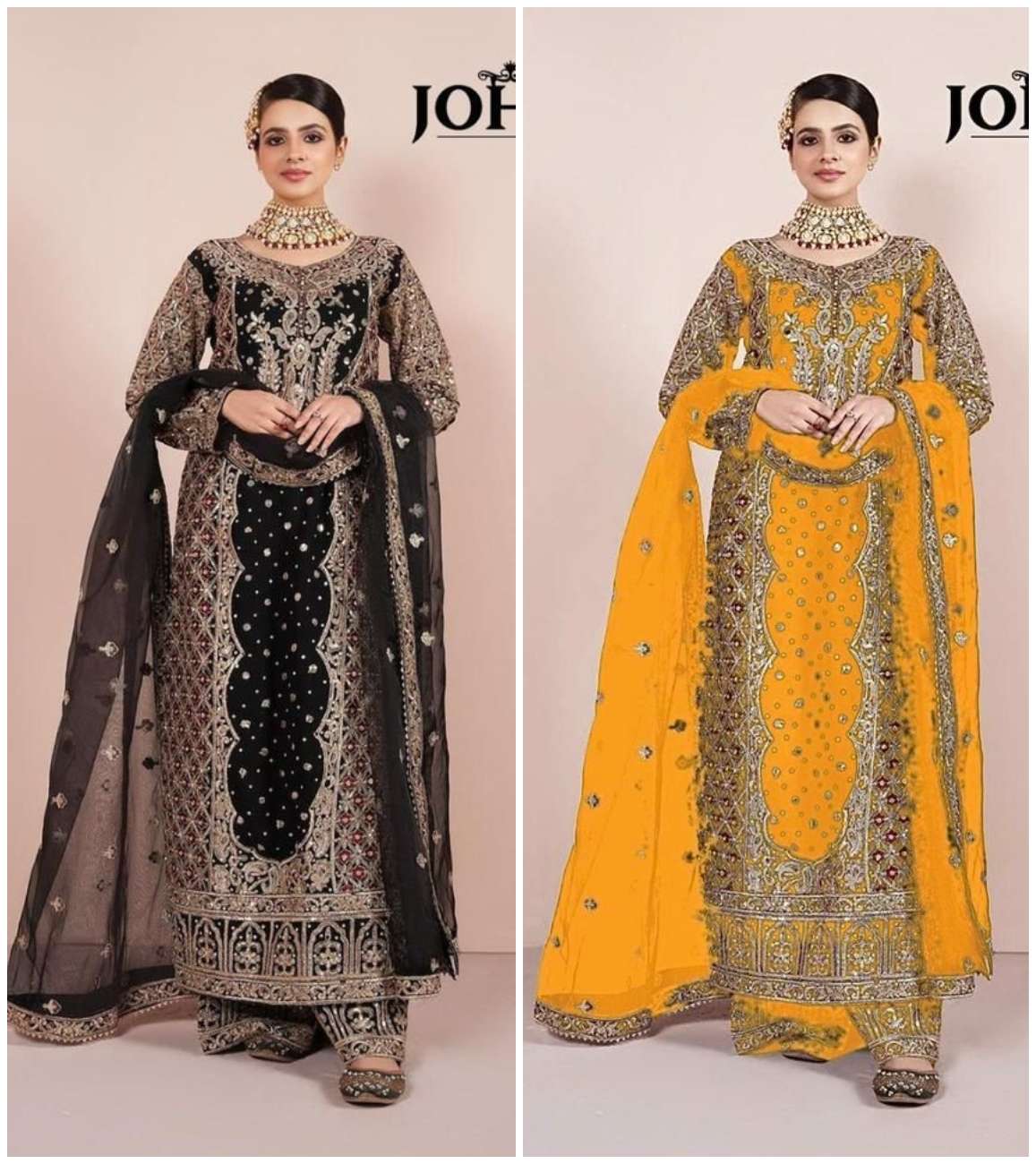 JT-135 NX BY JOHRA TEX BLOOMING GEORGETTE HEAVY WORK PAKISTANI DRESSES