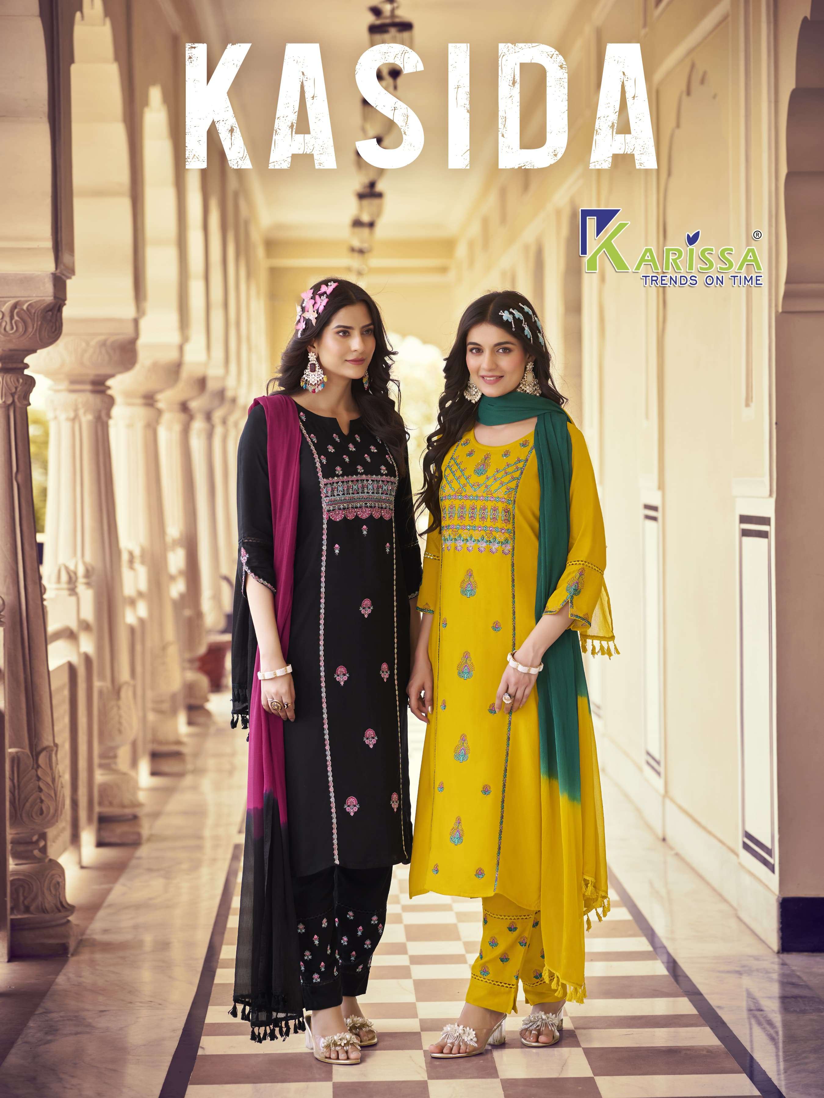 KASIDA BY KARISSA 901 TO 904 SERIES LIVA RAYON EMBROIDERY WORK READYMADE DRESSES