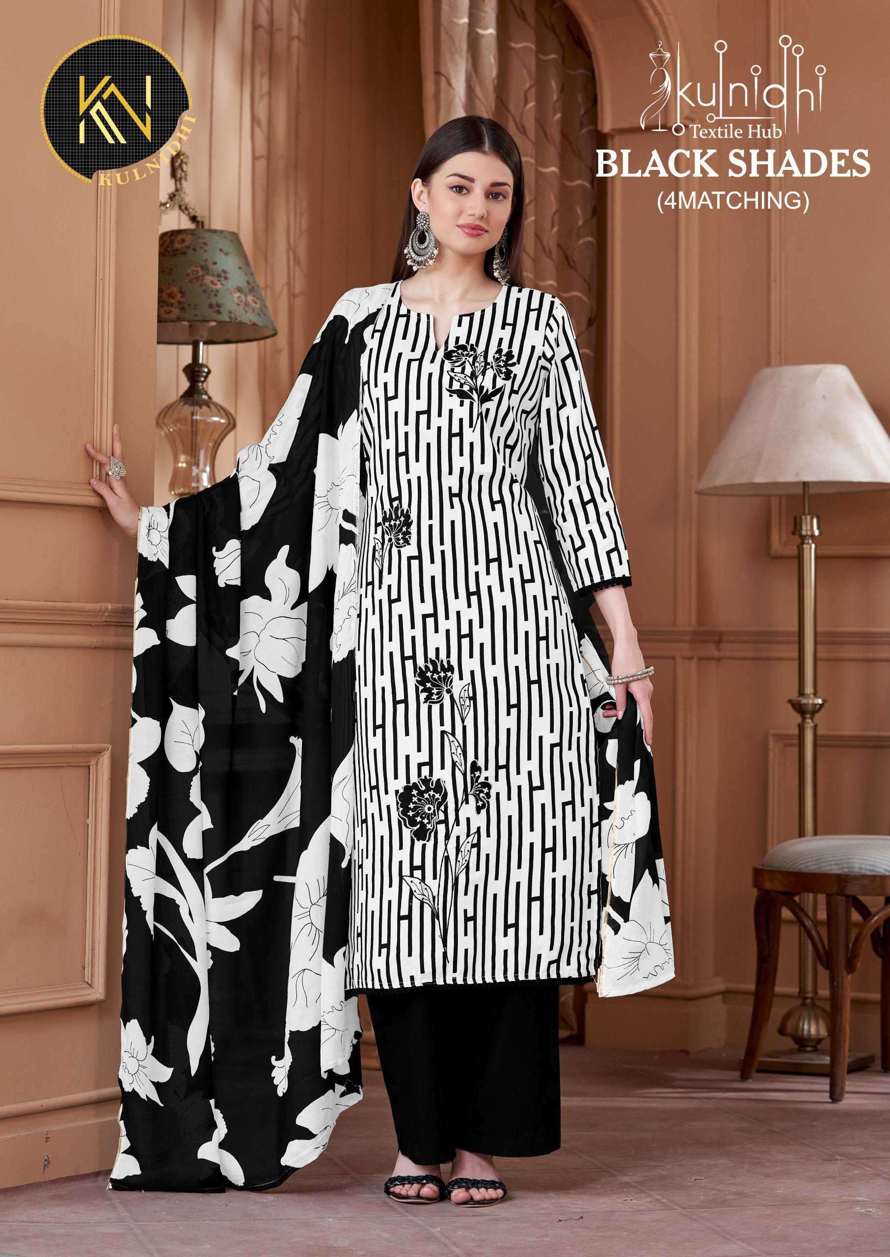 KULNIDHI BLACK SHADES BY ALOK SUIT PURE JAAM COTTON PRINT WORK DRESSES