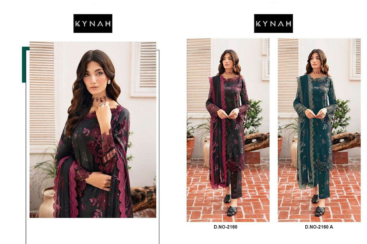 KYNAH 2160 NX BY AQSAWHOLESALE PURE COTTON PRINT WORK PAKISTANI DRESSES