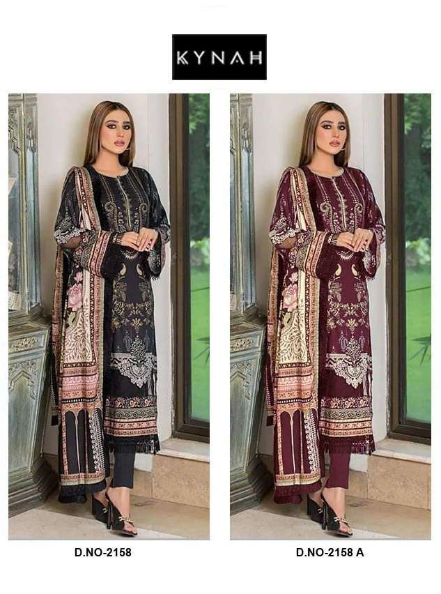 KYYNAH 2158 NX BY AQSAWHOLESALE COTTON SELF EMBROIDERY WORK PAKISTANI DRESSES