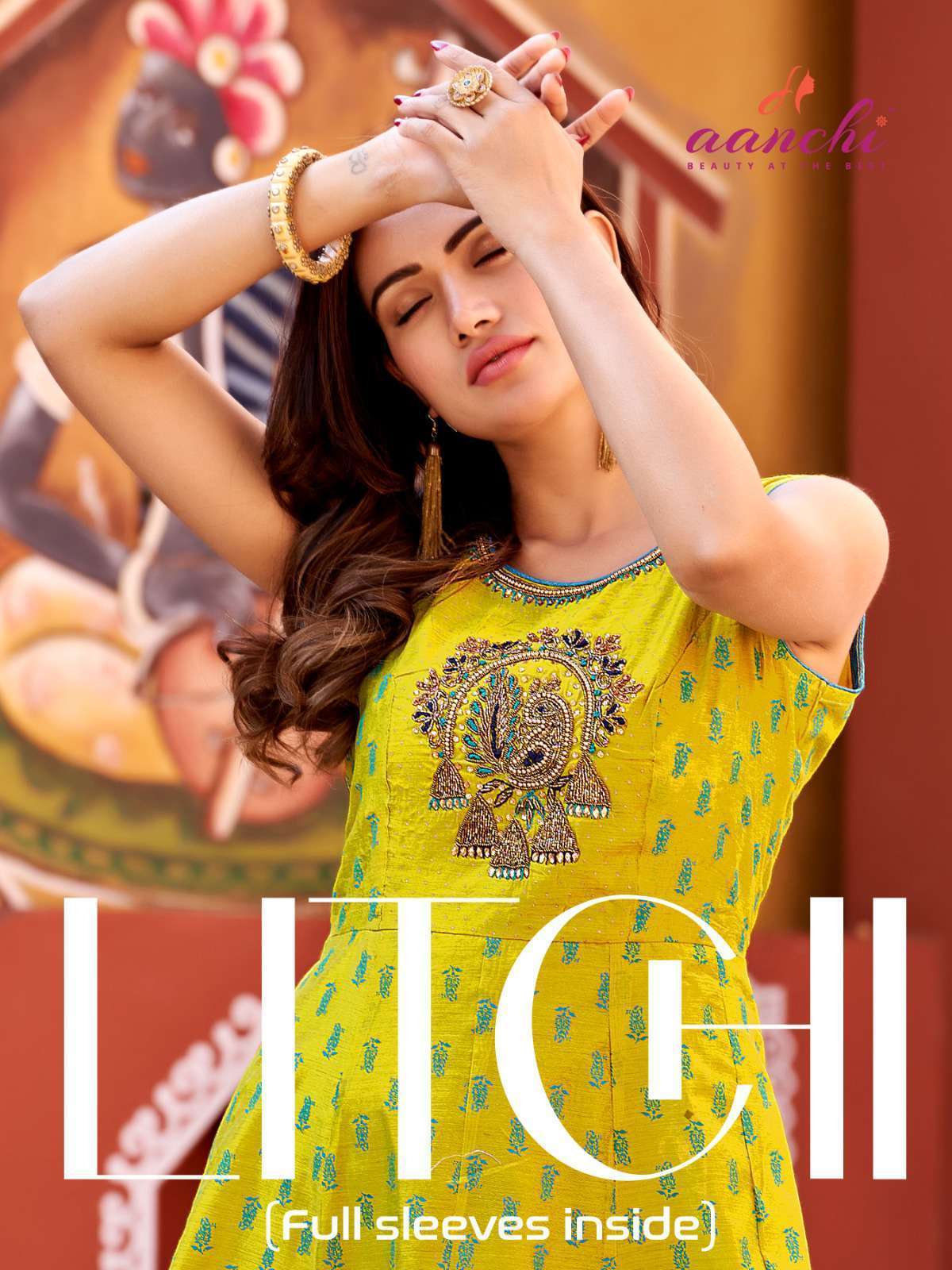 LITCHI BY AANCHI 1001 TO 1006 SERIES MODAL SILK HAND WORK KURTIS