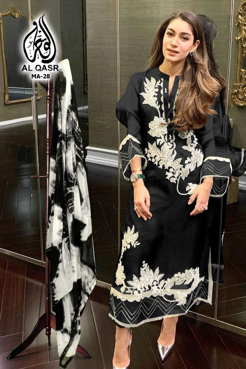 MA-28 COLOURS BY AL QASR FAUX GEORGETTE HEAVY EMBROIDERY READYMADE DRESSES