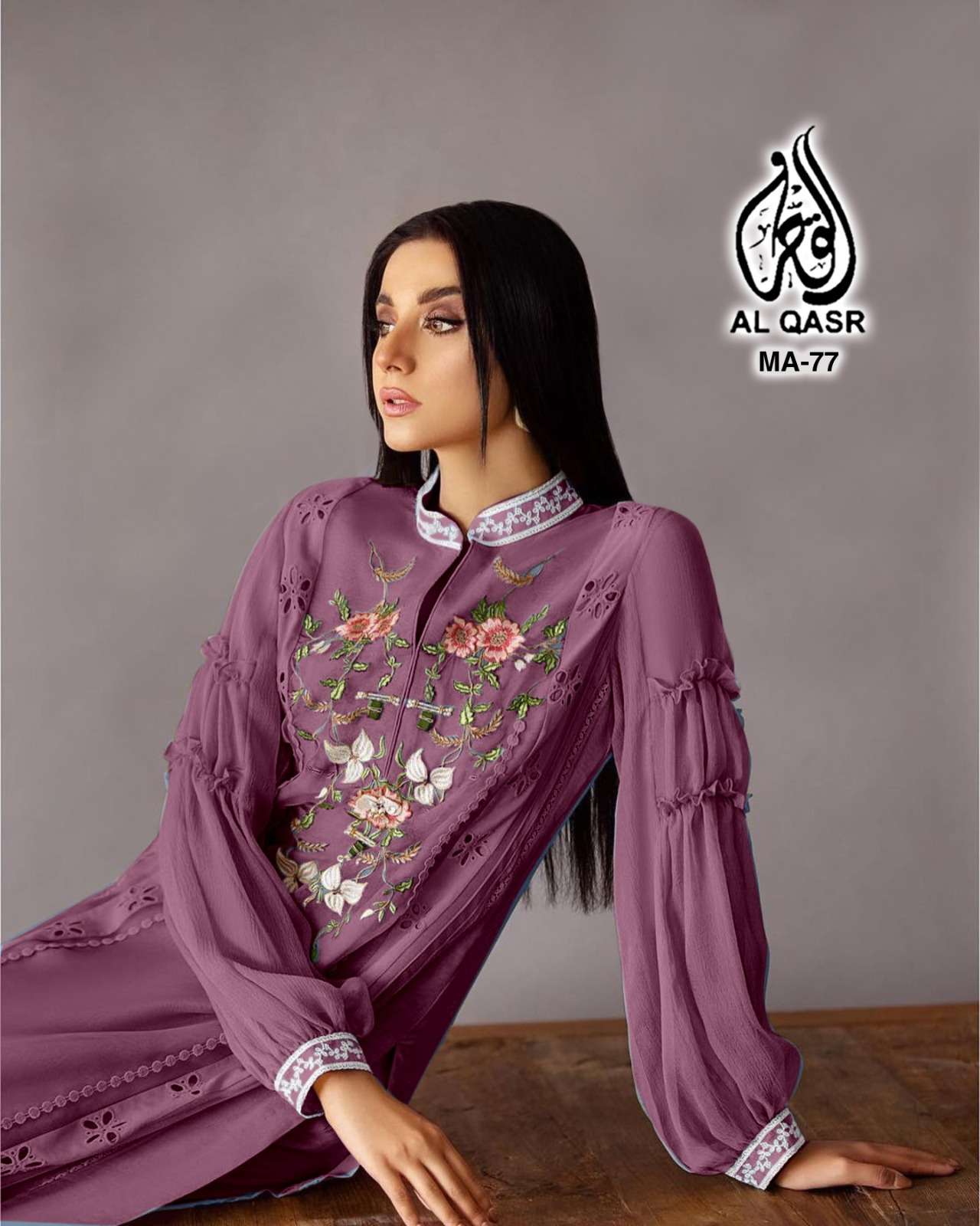 MA-77 COLOURS BY AL QASR FAUX GEORGETTE HEAVY WORK READYMADE DRESSES