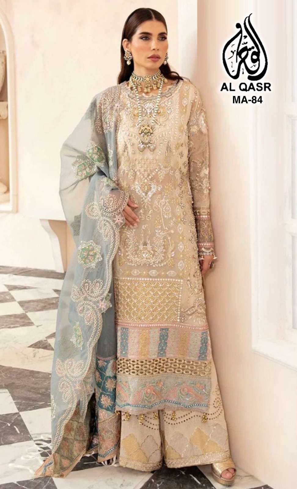 MA-84 NX BY AL QASR GEORGETTE HEAVY EMBROIDERY WORK PAKISTANI DRESSES