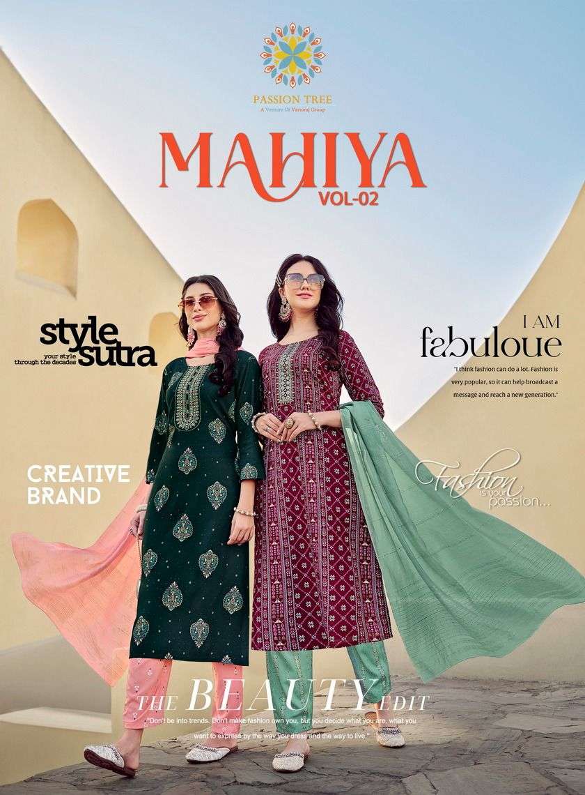 MAHIYA VOL-2 BY PASSION TREE 2001 TO 2008 SERIES RAYON GOLD PRINT WORK READYMADE DRESSES