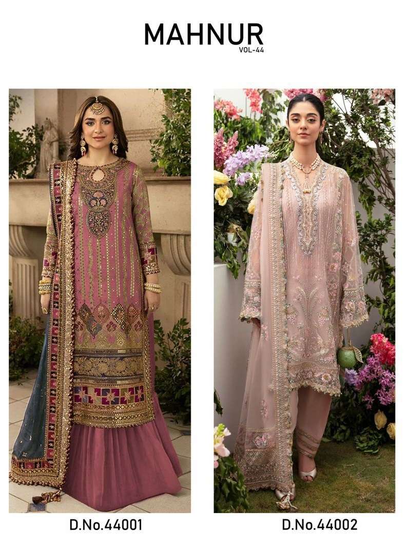 MAHNUR VOL-44 BY MAHNUR FASHION 44001 AND 44002 SERIES GEORGETTE WORK DRESSES