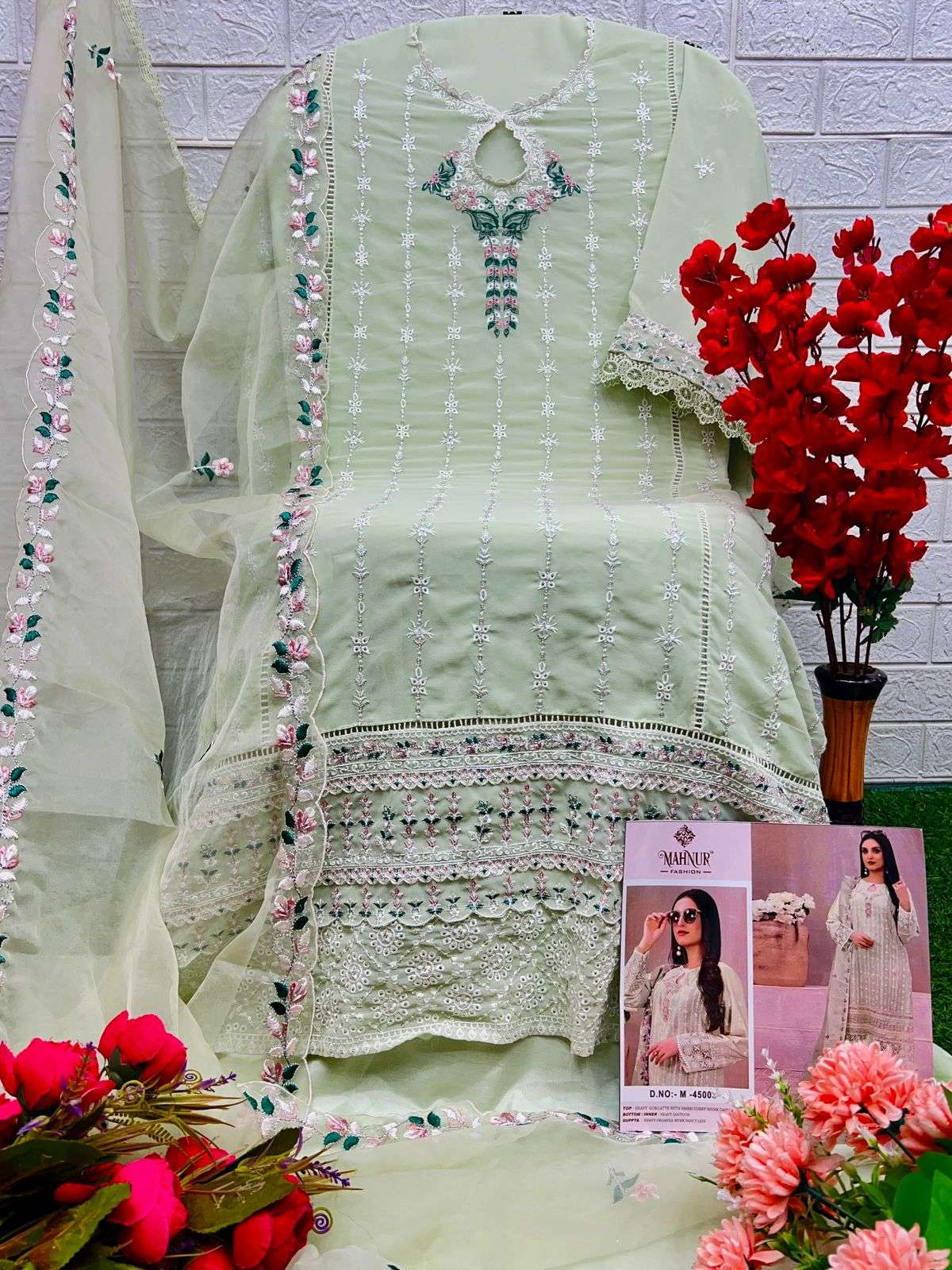 MAHNUR VOL-45 BY MAHNUR FASHION 45001 TO 45003 SERIES GEORGETTE WORK PAKISTANI DRESSES