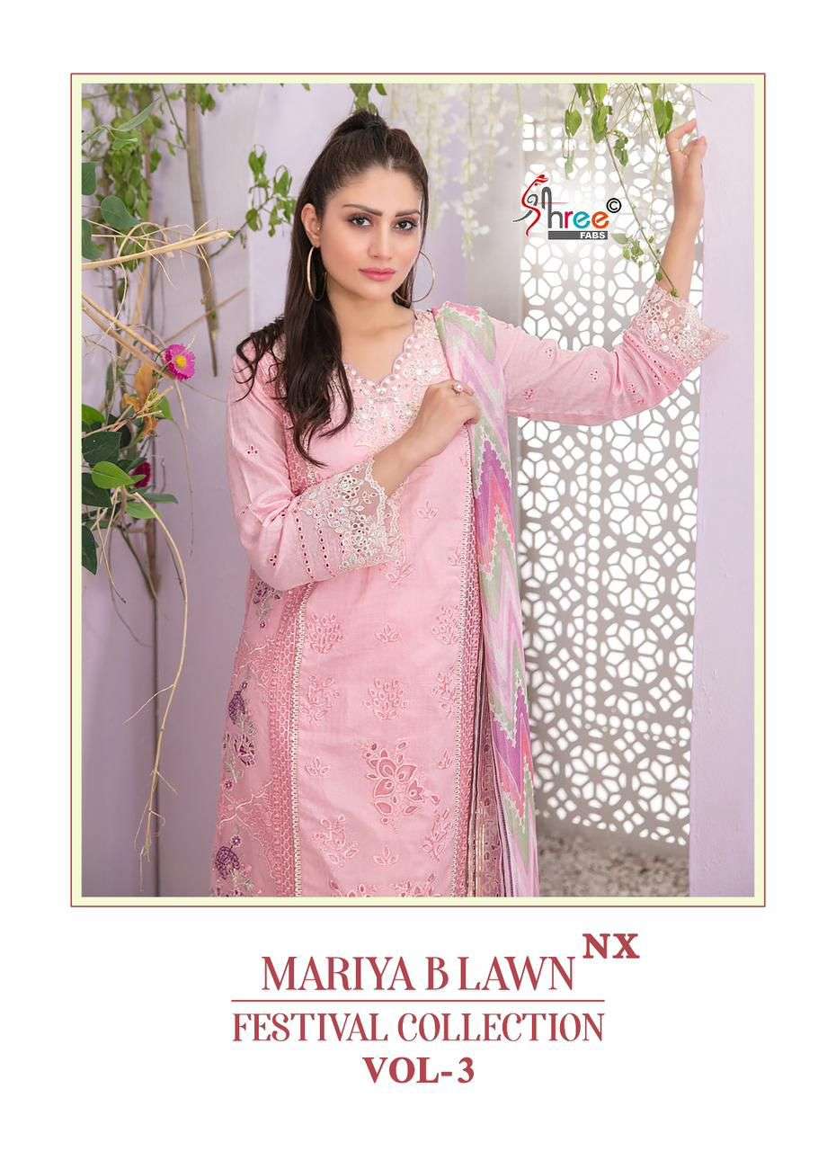 MARIYA B LAWN FESTIVAL COLLECTION VOL-3 NX BY SHREE FABS 3552 TO 3555 SERIES COTTON WORK DRESSES