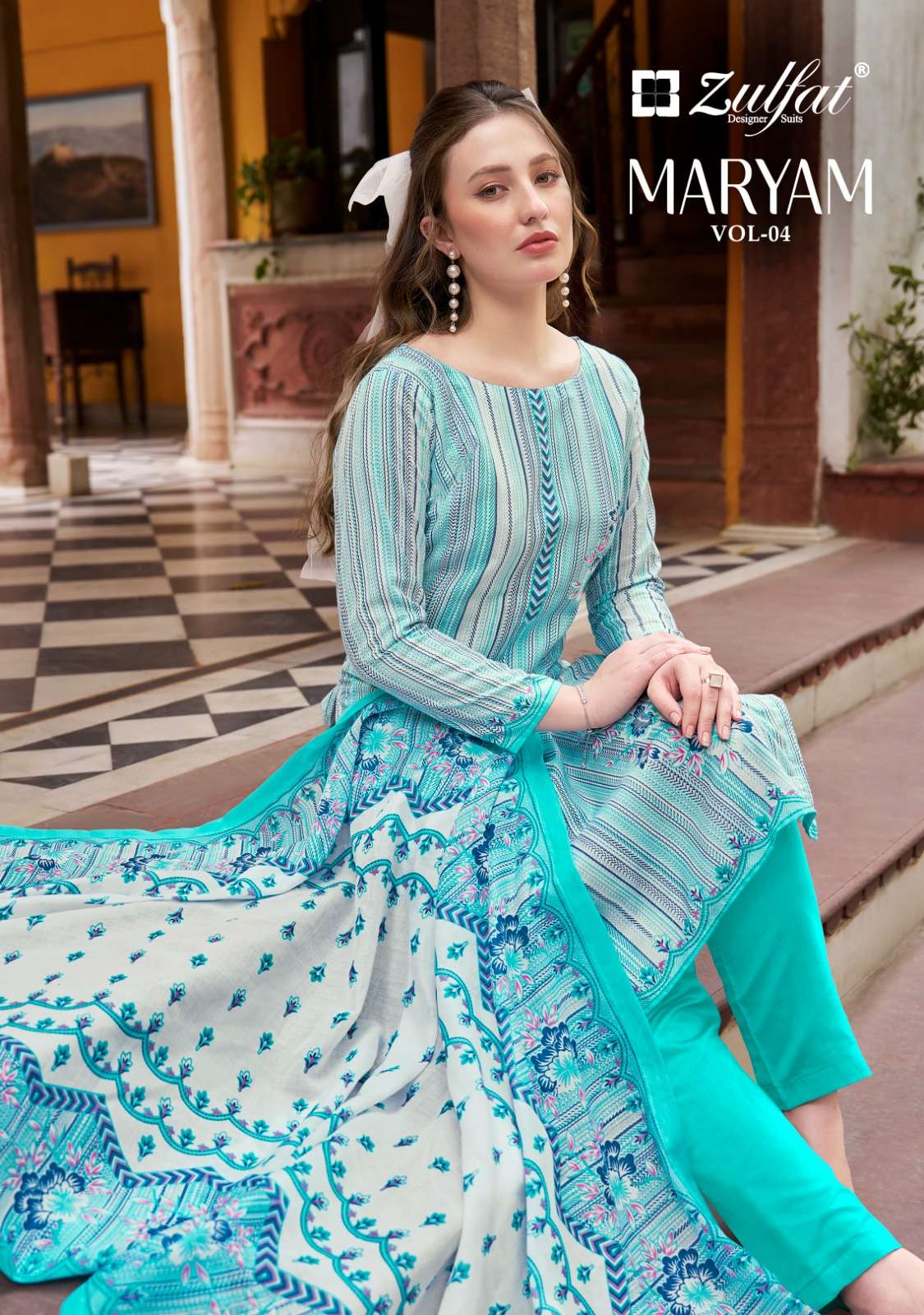 MARYAM VOL-4 BY ZULFAT 546-001 TO 546-008 SERIES PURE COTTON PRINT DRESSES