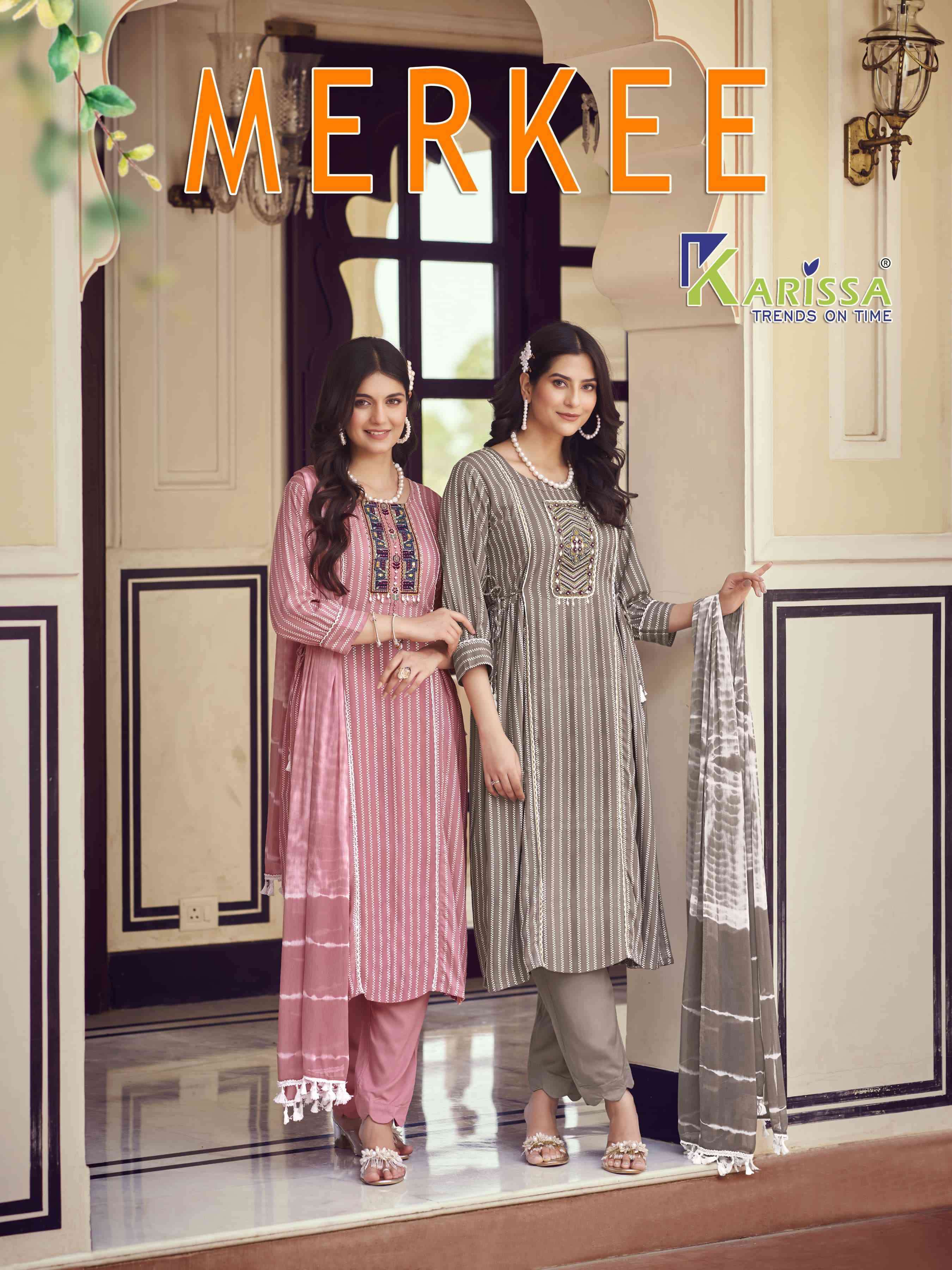 MERKEE BY KARISSA 905 TO 908 SERIES PURE VISCOSE RAYON WORK READYMADE DRESSES