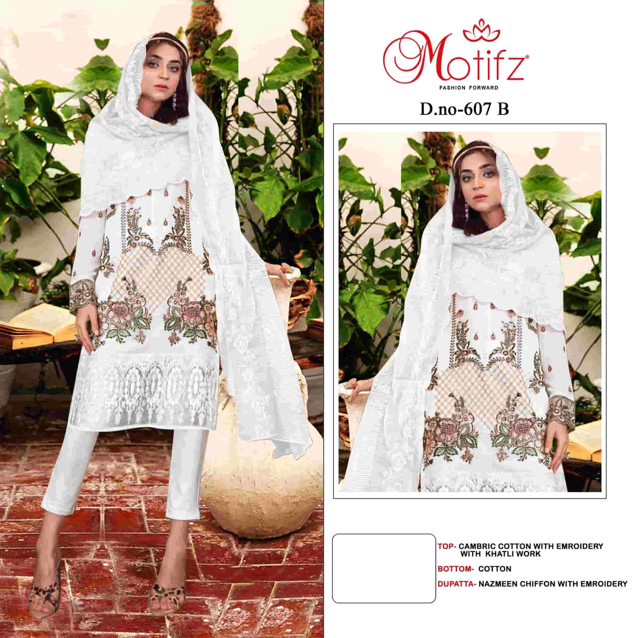 MOTIFZ 607 COLOURS BY MOTIFZ FASHION 607-A TO 607-C SERIES CAMBRIC WORK DRESSES