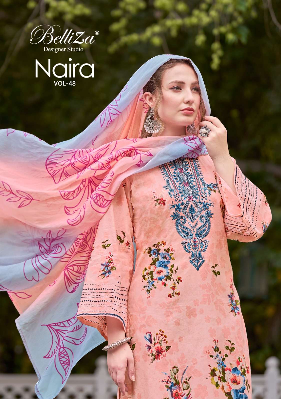 NAIRA VOL-48 BY BELLIZA 908-001 TO 908-008 SERIES PURE COTTON PRINT EMBROIDERY DRESSES