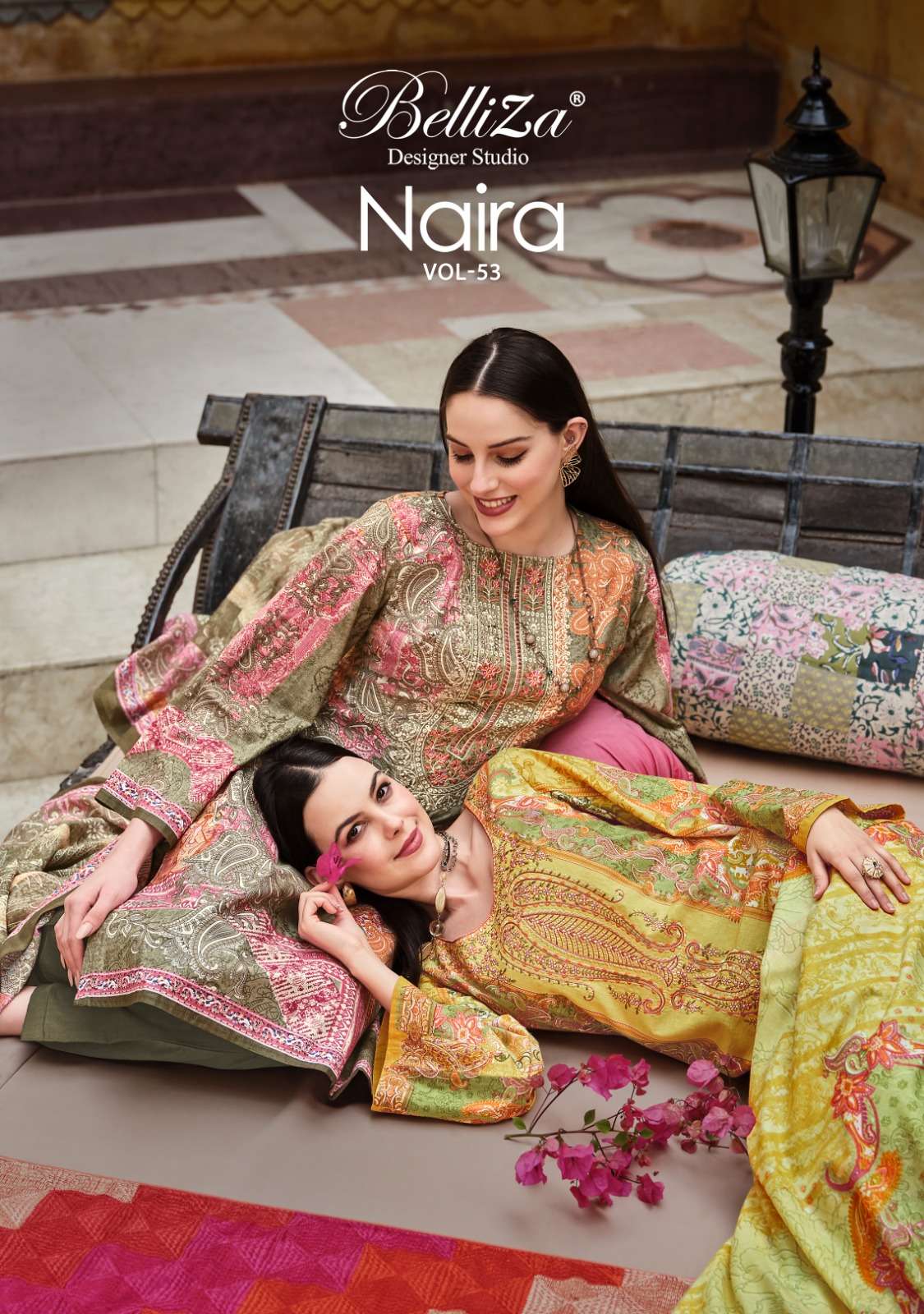 NAIRA VOL-53 BY BELLIZA 920-001 TO 920-008 SERIES COTTON PRINT EMBROIDERY WORK DRESSES