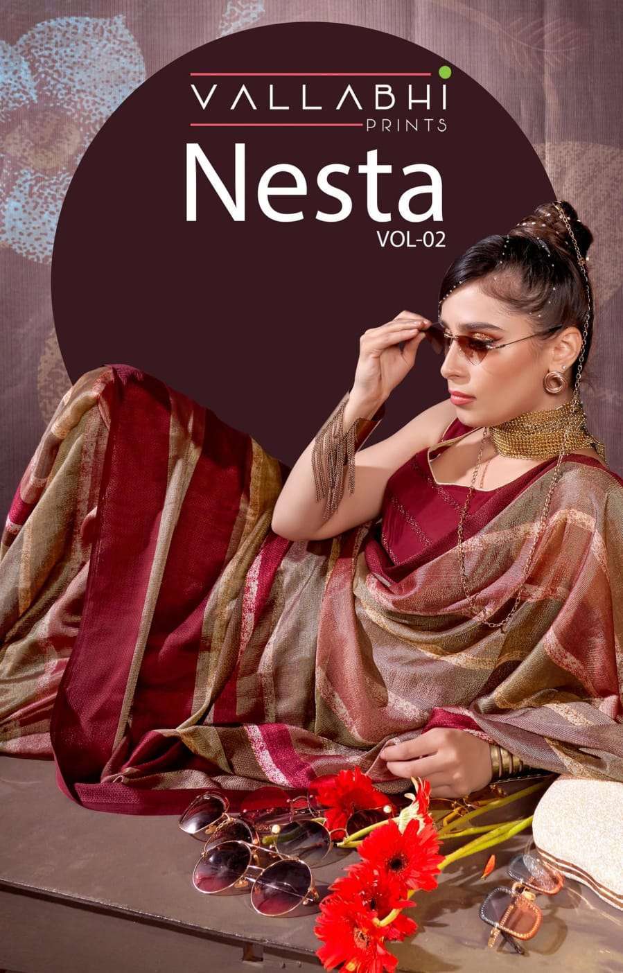 NESTA VOL-2 BY VALLABHI PRINTS 20191 TO 20196 SERIES BRASSO PRINT CASUAL SAREES