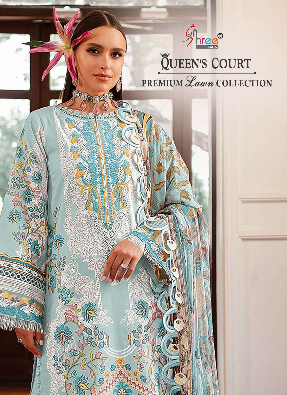 QUEENS COURT PREMIM LAWN COLLECTION BY SHREE FABS 3617 TO 3622 SERIES COTTON WORK DRESSES